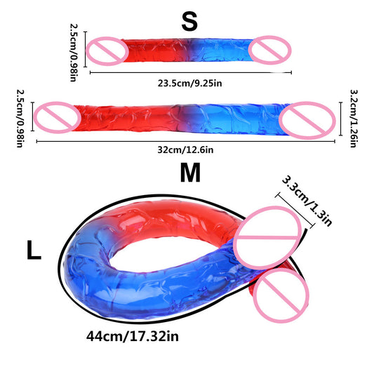 Double-headed penis two-color crystal oversized thick simulation anal plug Lala gay male and female dildo sex products
