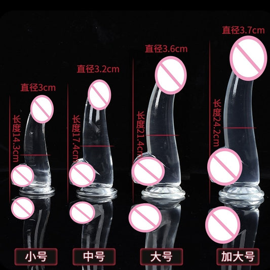 Multicolor crystal penis women's transparent masturbation stick large medium small color sliding surface simulation dildo adult products
