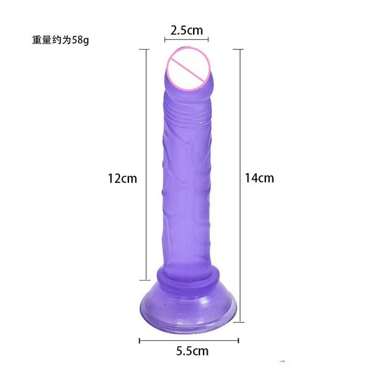 Simulated penis transparent crystal eggless dildo suction cup oversized thick backyard anal plug female masturbation stick