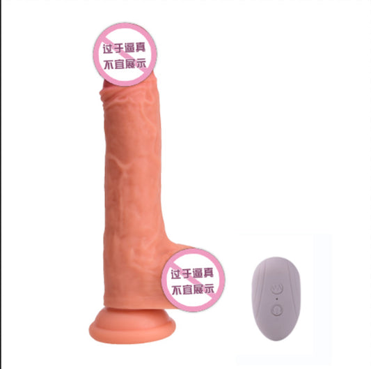 Wireless remote control penis double layer liquid silicone telescopic swing electric simulation penis dildo gun machine wholesale