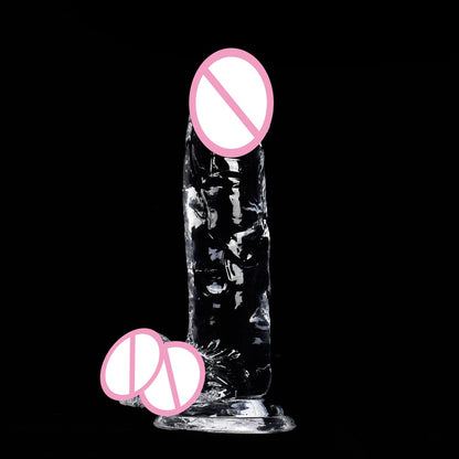 Female simulated penis crystal transparent dildo, adult female masturbator stick hot sale