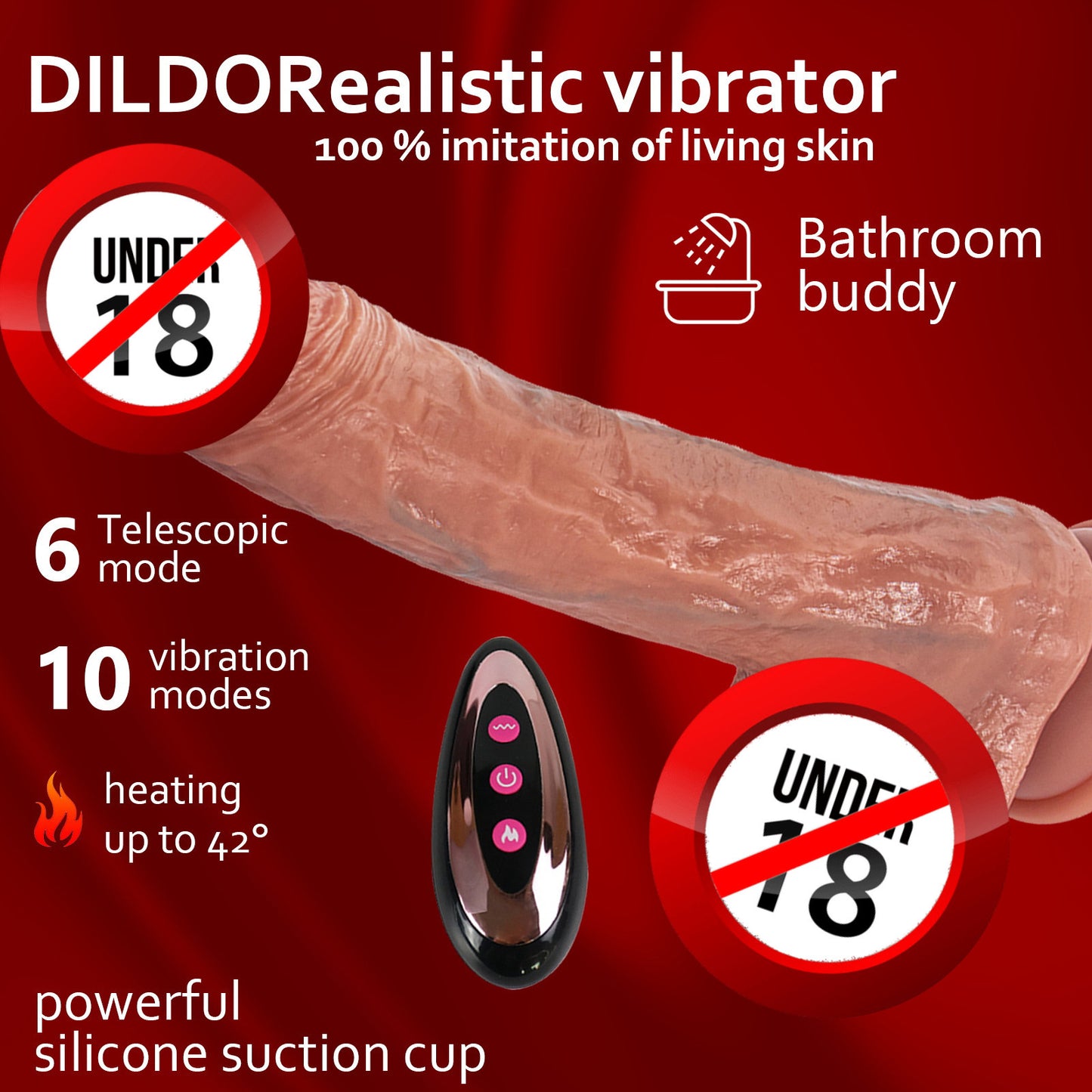 Women's heated simulated penis with blue veins wireless remote control telescopic vibration dildo female sex toy