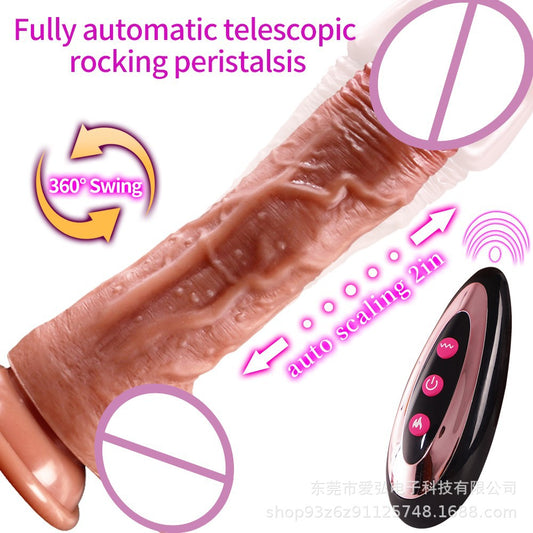 Foreign trade hot-selling simulation dildo telescopic vibration women's soft meat realistic masturbator adult fun cross-border products