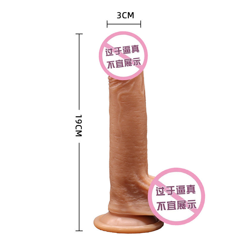 Double-layer liquid silicone simulated penis soft texture female masturbation dildo JJ adult products one piece hair